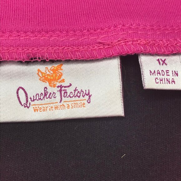 Quaker Factory Women's 1X Top Black Pink Sequins Trim 3/4 Sleeve Preowned - Picture 3 of 11